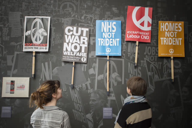 Anti-Trident placards in People Power: Fighting for Peace, an exhibition at IWM London open until 28 August