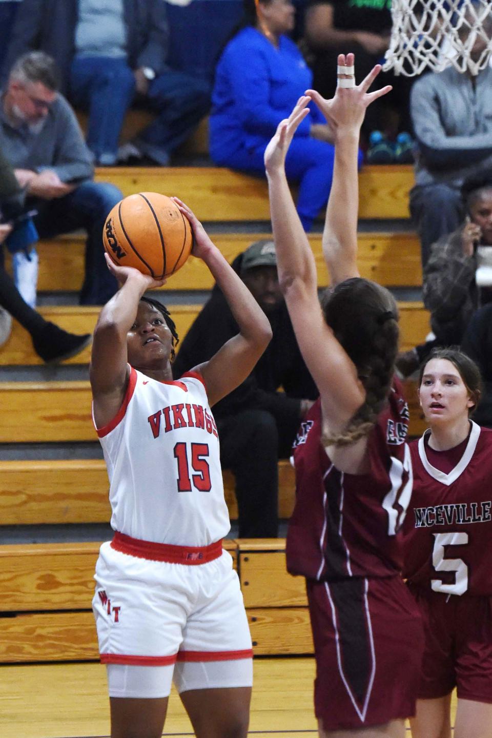 Fort Walton Beach High School's Shameir Quimby puts up a shot during a game against Niceville High School on Thursday, Dec. 15, 2022.