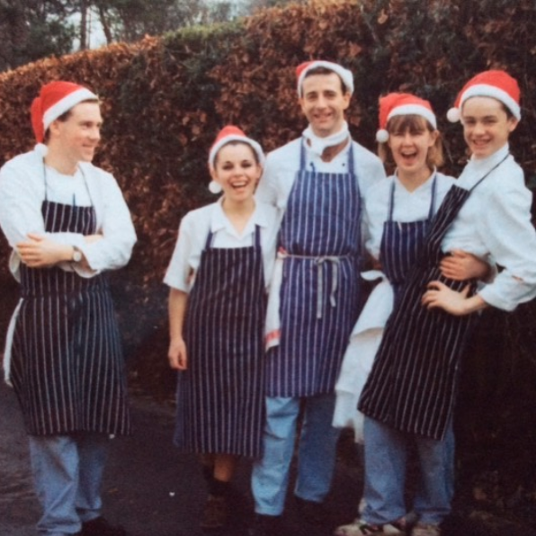 Jock Zonfrillo at the age of 12 wearing a Santa hat in his chef's uniform