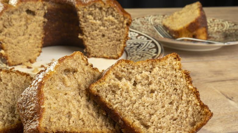 Slices of banana cake