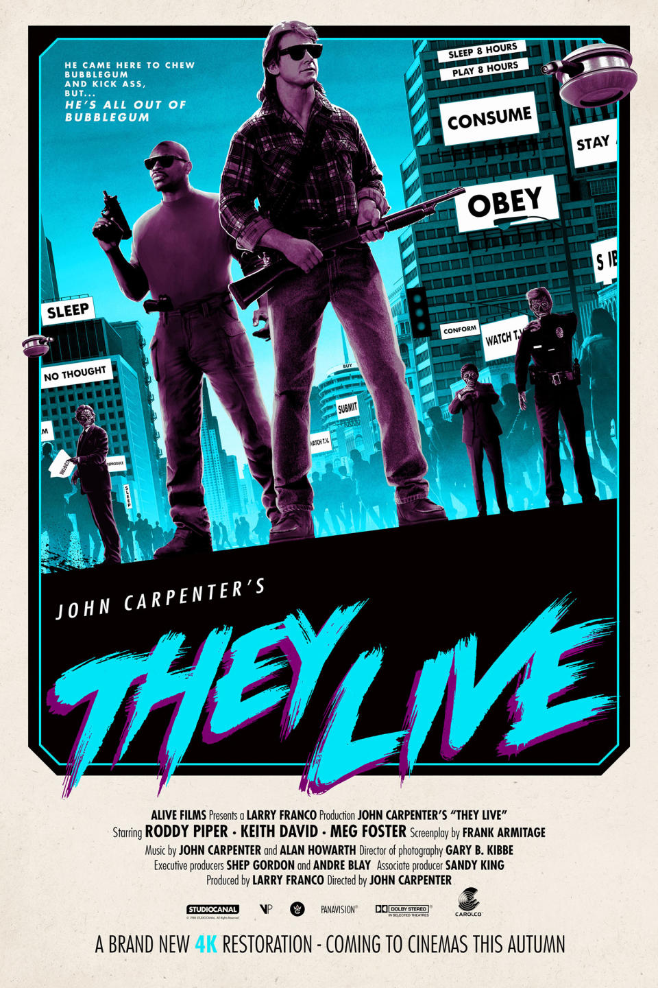 Matt Ferguson’s artwork for the 4K restoration of John Carpenter’s <i>They Live</i> (Studiocanal)