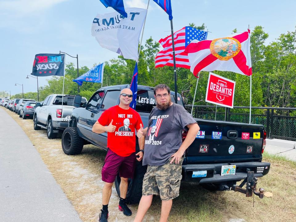 Matthew Dorffman (right) owns a company that sells pro-Trump merchandise.