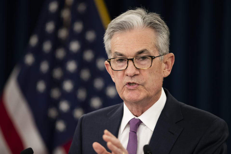 Federal Reserve Chairman Jerome Powell speaks during a news conference following a two-day Federal Open Market Committee meeting in Washington, Wednesday, June 19, 2019. (AP Photo/Manuel Balce Ceneta)