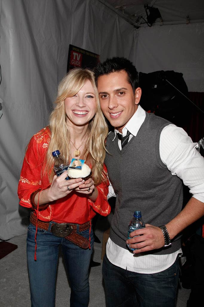 Finalists Brooke White and David Hernandez celebrate at the American Idol Top 12 Party