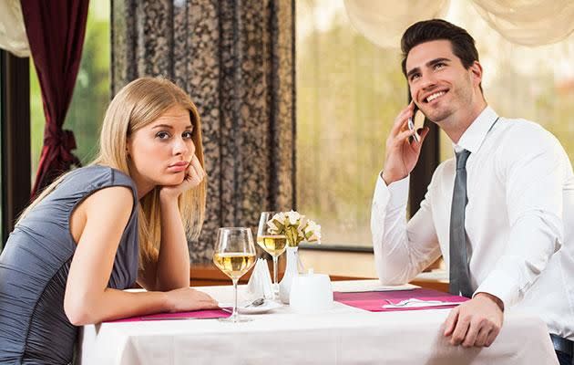 Here's what you should never do on a first date. Photo: Getty.