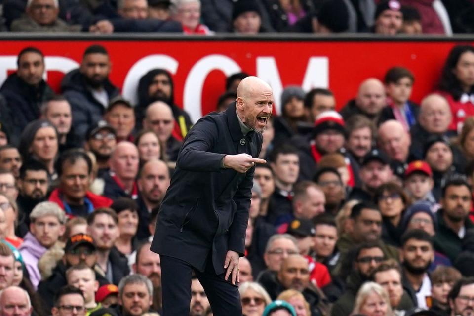 Manchester United manager Erik ten Hag was not impressed during the first half (Nick Potts/PA) (PA Wire)