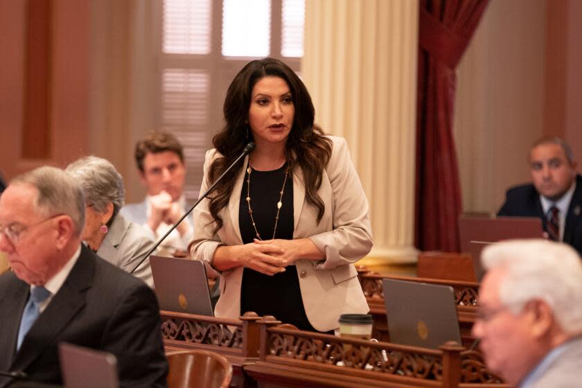 SACRAMENTO CA SEPTEMBER 9, 2019 -- Sen. Susan Rubio (D-Baldwin Park) discusses legislation during Senate floor debate at the state Capitol on Aug. 29, 2019. (Robert Gourley / Los Angeles Times)