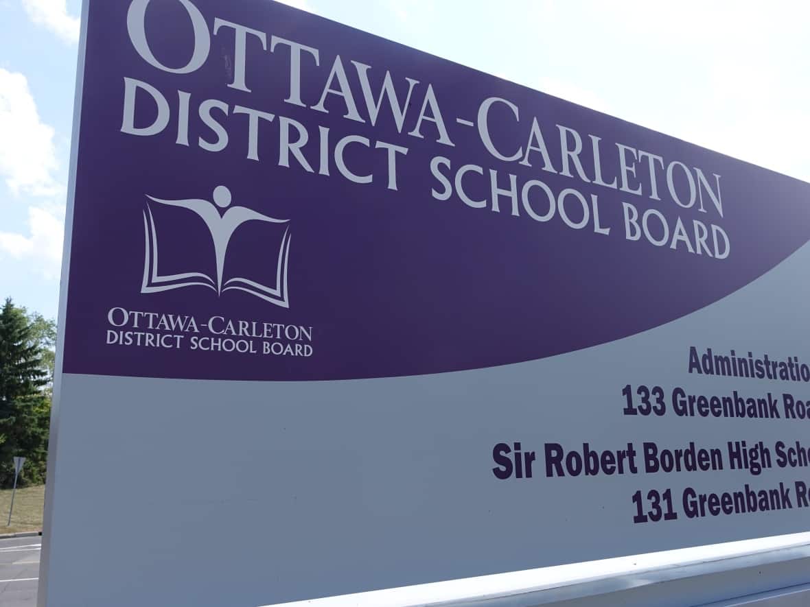 The Ottawa-Carleton District School Board (OCDSB) sign at its main building on Greenbank Road in Ottawa. (Danny Globerman/CBC - image credit)