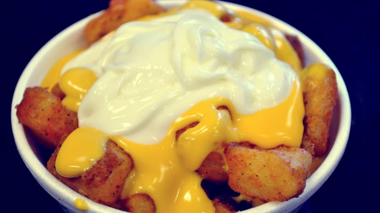 Cheesy Fiesta Potatoes in paper cup