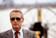 <p>Paul Newman during the filming of <em>The Drowning Pool</em> in Louisiana in 1975. He's on an airboat, the back of which is in the background. </p>