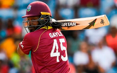 Chris Gayle batting in the fourth ODI. - Credit: AFP