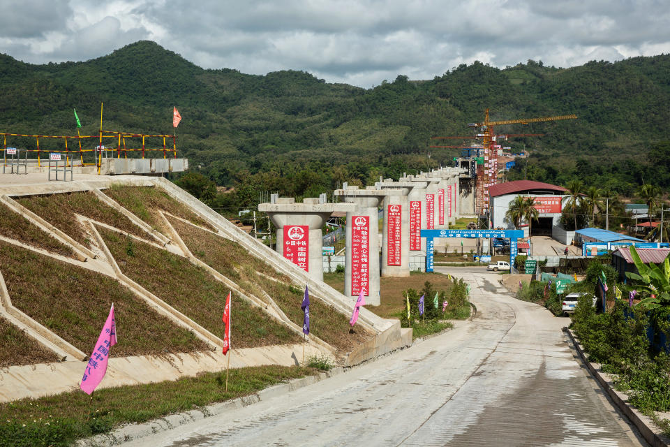 The piers for the Luang Prabang railway bridge, a section of the China-Laos Railway built by the China Railway Group Ltd., stand under construction near Luang Prabang, Laos. (Photo: Getty Images)