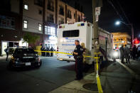 <p>Police secure a perimeter around the scene of a shooting in Toronto on Monday, July 23, 2018. (Photo: Christopher Katsarov/The Canadian Press via AP) </p>