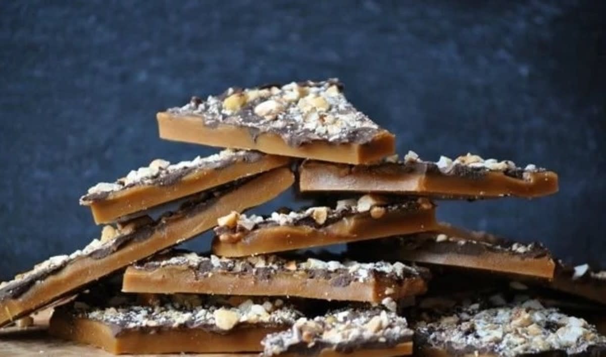 <p>Make Life Lovely</p><p>Homemade toffee might be easier than you think.</p><p><strong>Get the recipe: <a href="https://www.makelifelovely.com/english-toffee-recipe/" rel="nofollow noopener" target="_blank" data-ylk="slk:English Toffee;elm:context_link;itc:0;sec:content-canvas" class="link rapid-noclick-resp">English Toffee</a></strong></p>