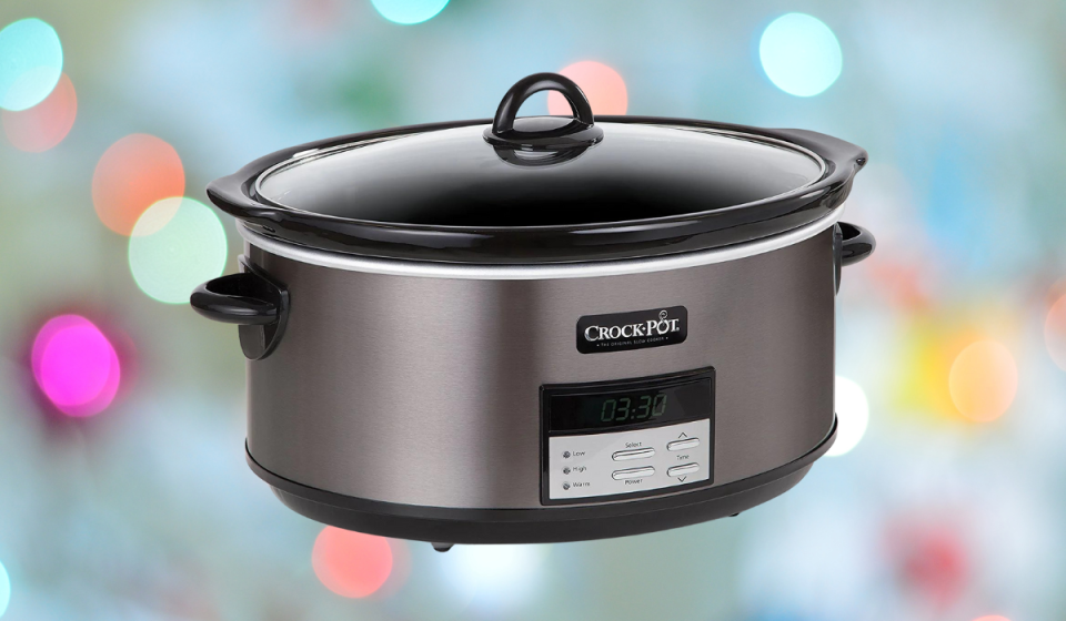 silver crock-pot with lid