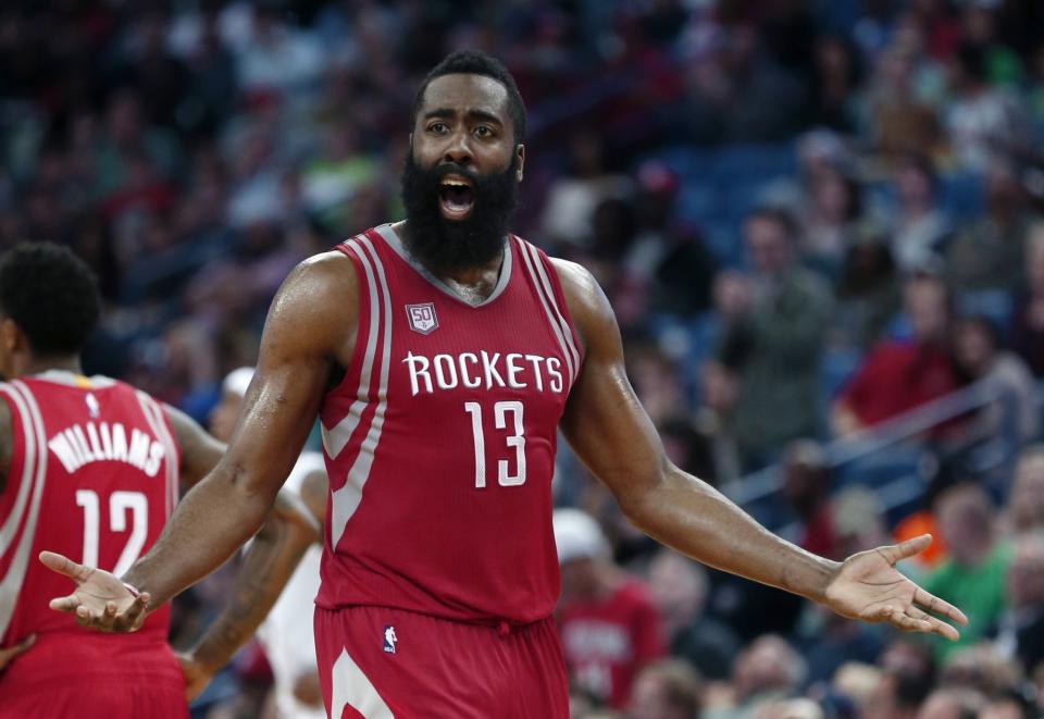 James Harden just wants us to notice what he's doing, and how often he's doing it. (AP)