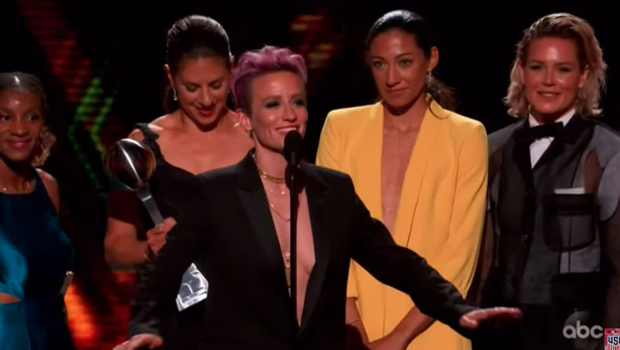 Megan was more focused on her team's award than the nip slip. Photo: ABC