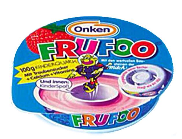 Frufoo yogurts. Had little collectable space characters in the centre which were every child’s incentive to nag the hell out of their mum to buy them.