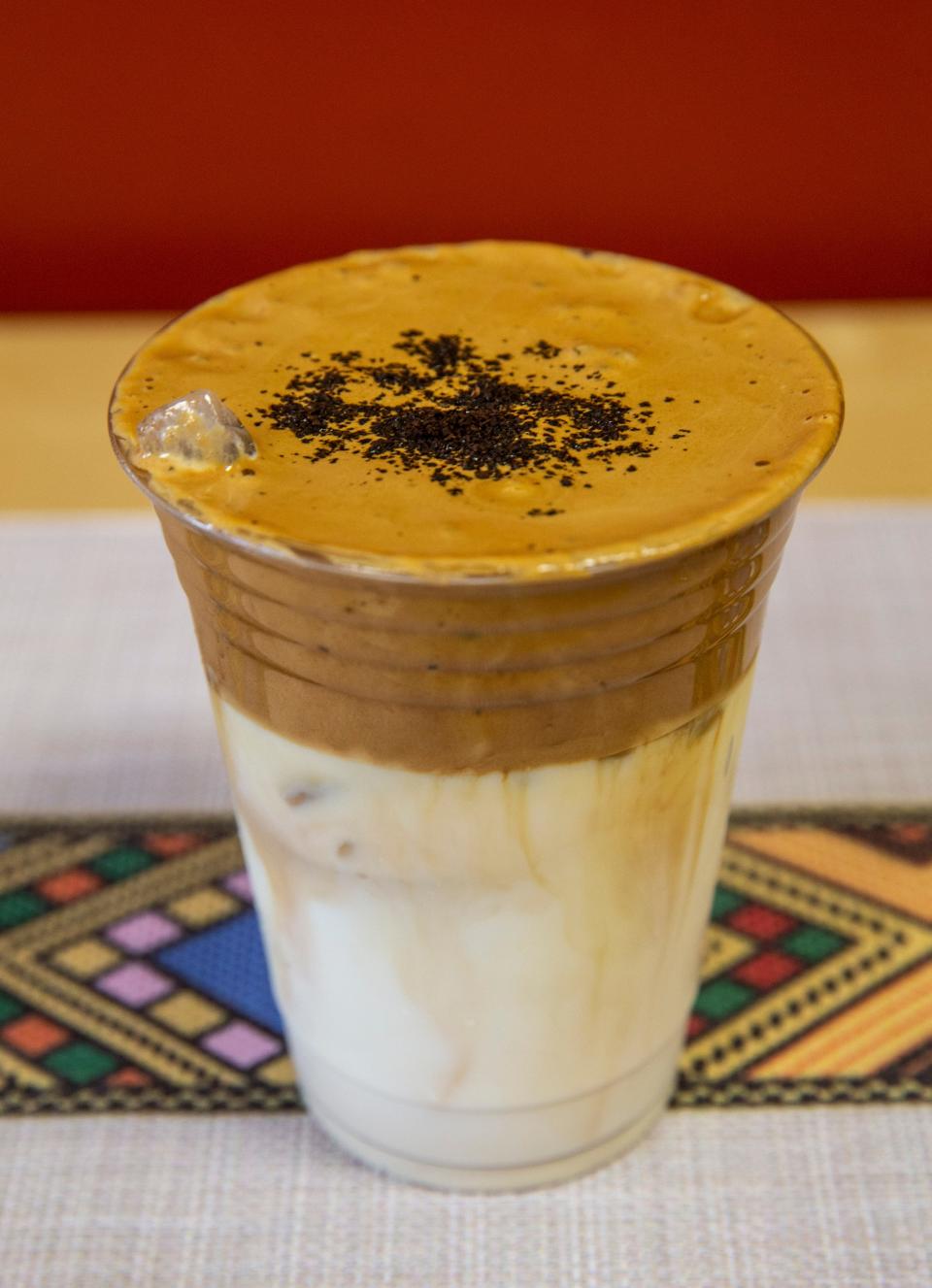 A Dolgona, or Ethiopian iced coffee at the Abol Cafe on Cannons Lane. Oct. 9, 2020