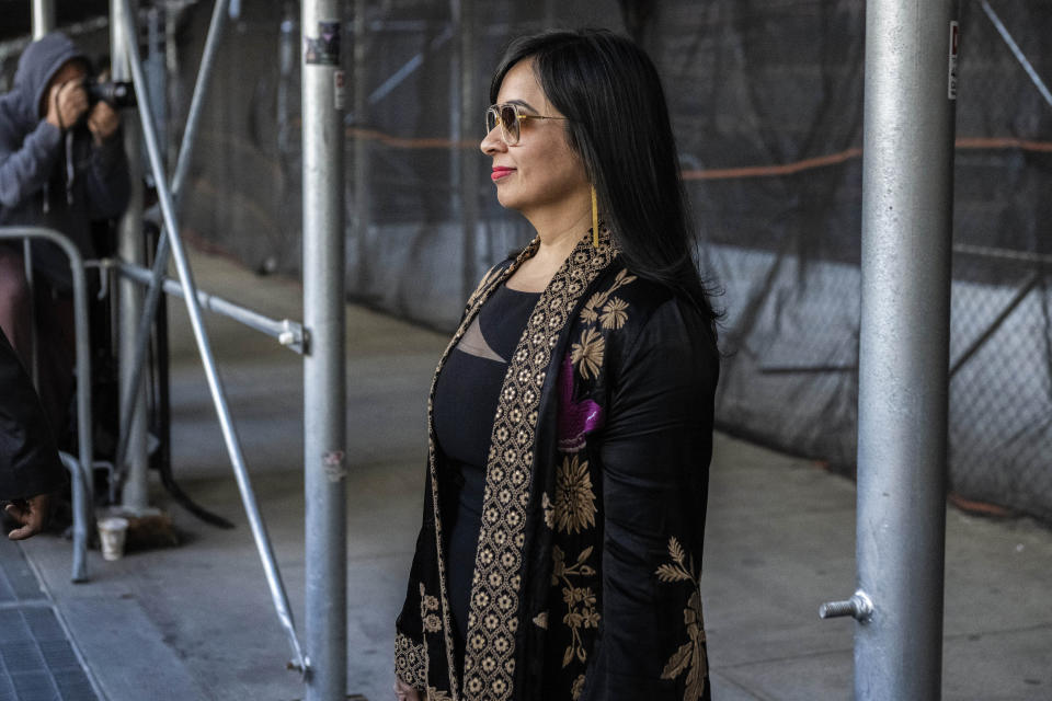 Priya Chaudhry, Jonathan Majors lawyer, leaves Criminal Court after Majors' sentencing on Monday April 8, 2024 in New York. (AP Photo/Brittainy Newman)