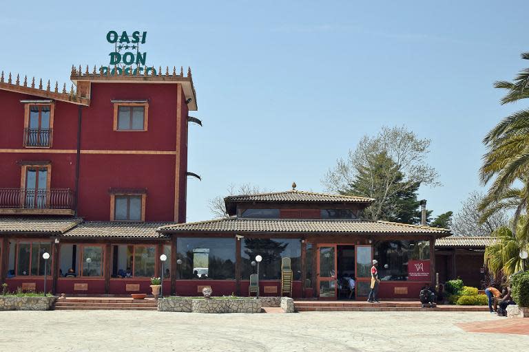 A hotel temporarily turned into an immigration center, on April 17, 2015 at Palazzolo Acreide in Sicily