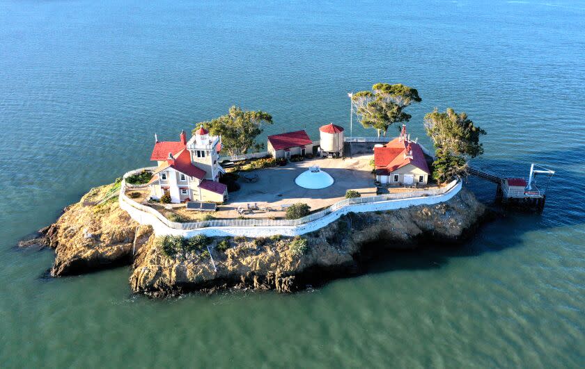 RICHMOND, CALIFORNIA - MARCH 22: The East Brother Light Station is seen from this drone view in Richmond, Calif., on Tuesday, March 22, 2022. (Jane Tyska/Digital First Media/East Bay Times via Getty Images)