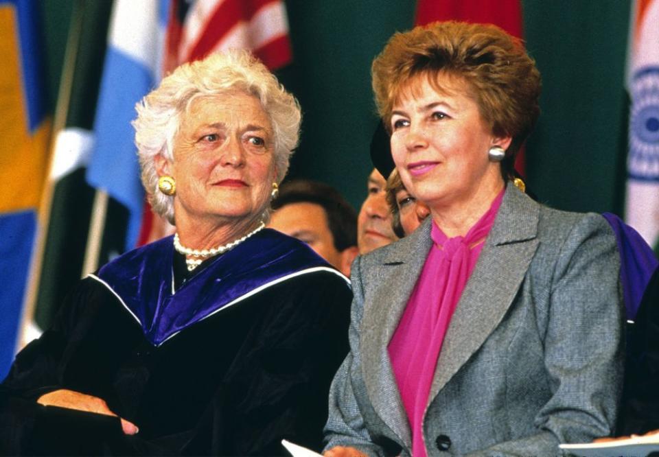 Barbara Bush (left) and Raisa Gorbachev in June 1990 | REX/Shutterstock
