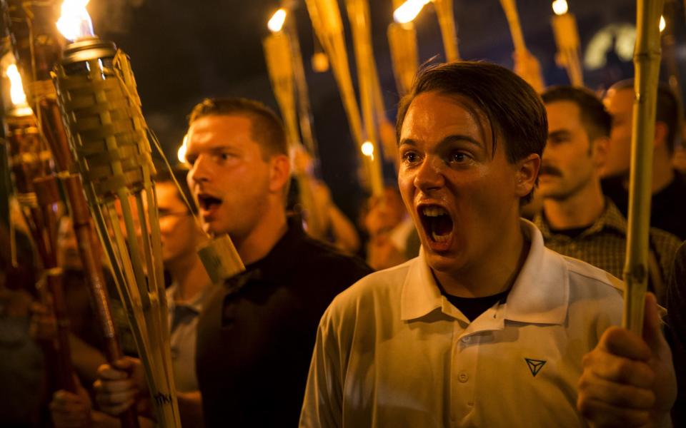 Far-right protestors at the Unite the Right rally