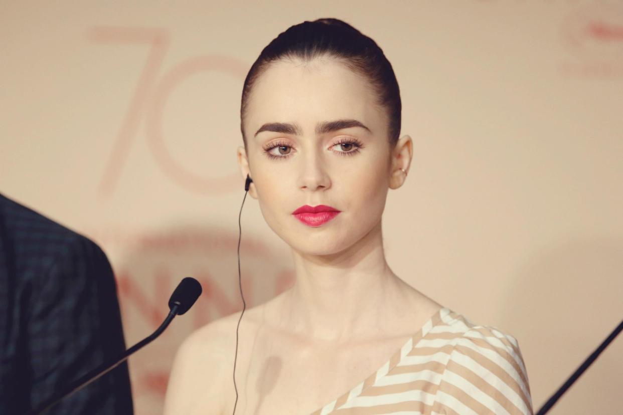 Lily Collins attends the 70th annual Cannes Film Festival: Getty