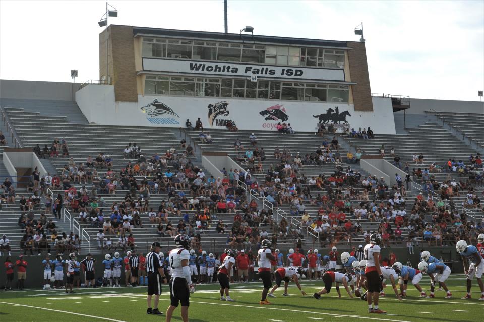 A large crowd showed up in support for both Wichita Falls High and Hirschi during a scrimmage at Memorial Stadium on Friday, August 19, 2022.