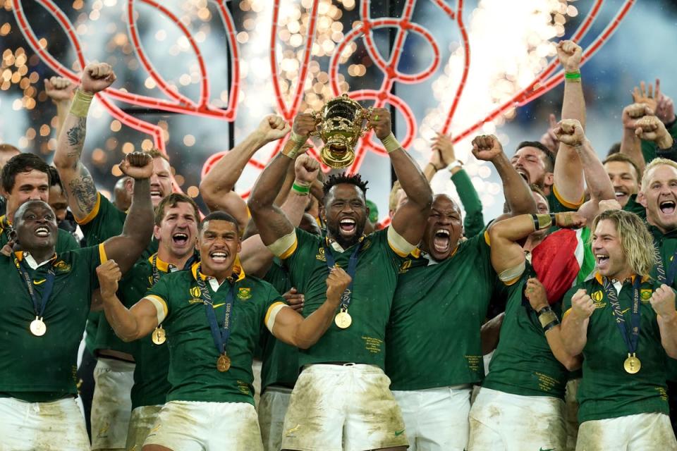 South Africa edged out New Zealand to retain the Webb Ellis Cup in Paris nailbiter (PA)