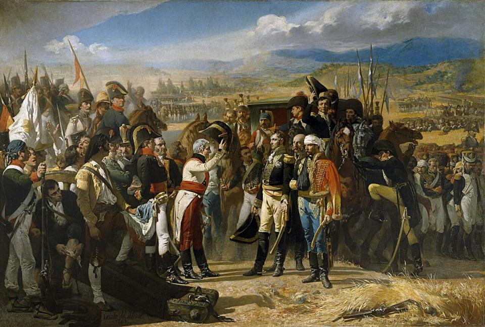 <em>La Rendición de Bailén</em>, de José Casado del Alisal. La obra representa la rendición del general francés Pierre-Antoine Dupont de l'Étang (1765-1840) tras la derrota del ejército francés en la batalla de Bailén, que se libró el 19 de julio de 1808 y supuso la primera derrota de los ejércitos napoleónicos a manos de las tropas españolas. <a href="https://es.wikipedia.org/wiki/Archivo:La_Rendici%C3%B3n_de_Bail%C3%A9n_(Casado_del_Alisal).jpg" rel="nofollow noopener" target="_blank" data-ylk="slk:Museo del Prado;elm:context_link;itc:0;sec:content-canvas" class="link ">Museo del Prado</a>