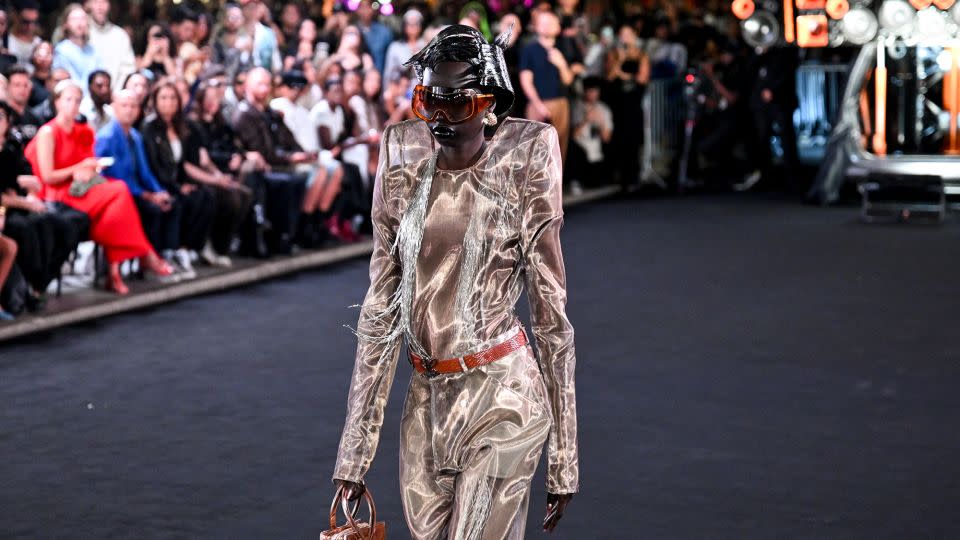 Luar’s show in Rockefeller Center was a high-octane presentation of textures, layers and unconventional silhouettes to thumping breaks blaring from outdoor speakers at opposite ends of the runway. - Gilbert Flores/WWD/Getty Images