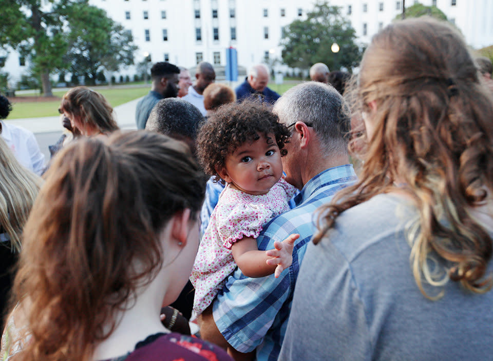 Congregants pray together at a joint church service in Montgomery, Alabama, in October. (Photo: Andy Campbell/HuffPost)