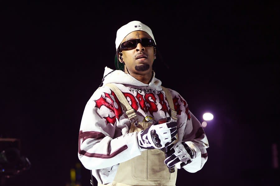 INDIO, CALIFORNIA – APRIL 14: (FOR EDITORIAL USE ONLY) 21 Savage performs at the Coachella Stage during the 2024 Coachella Valley Music and Arts Festival at Empire Polo Club on April 14, 2024 in Indio, California. (Photo by Arturo Holmes/Getty Images for Coachella)