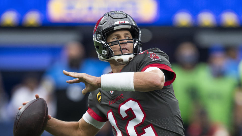 Tom Brady with the Tampa Bay Buccaneers. 