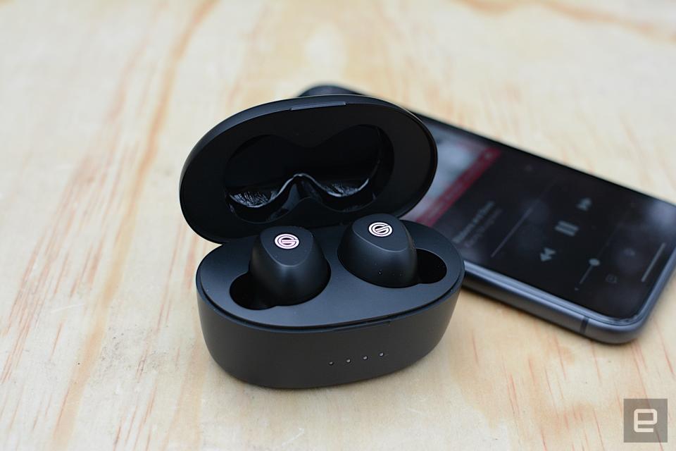 Grado promises its trademark sound in the GT220, the company’s first true wireless earbuds. It delivers on that, bundling it with better-than-expected battery life and the convenience of wireless charging. The overall design is rather plain and the fit is slightly awkward do the earbuds’ construction. There also isn’t a companion app for any customization. However, you wouldn’t need to tweak the sound anyway, because these are some of the best-sounding earbuds we’ve tested.