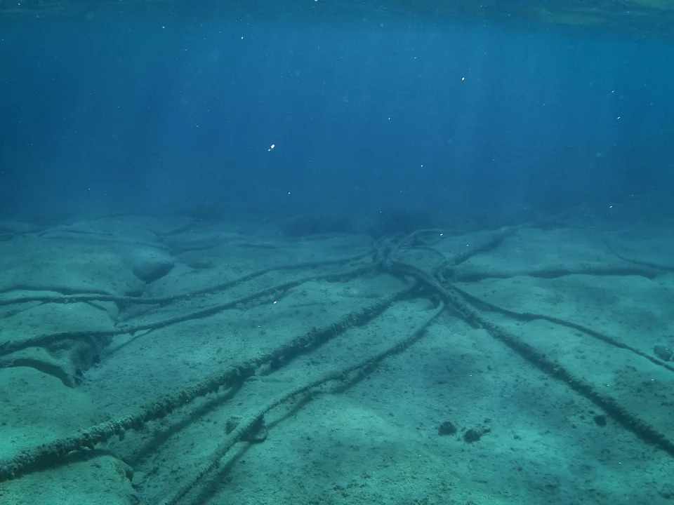 Fiber optic cables on the floor of the Mediterranean Sea.