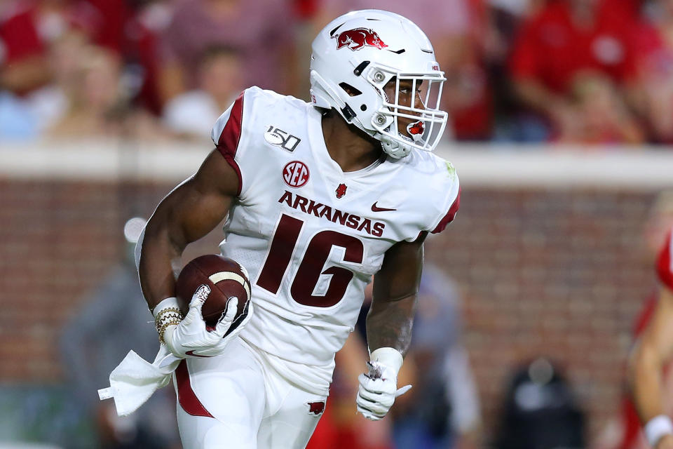 Arkansas WR Treylon Burks opened some eyes last season. (Photo by Jonathan Bachman/Getty Images)