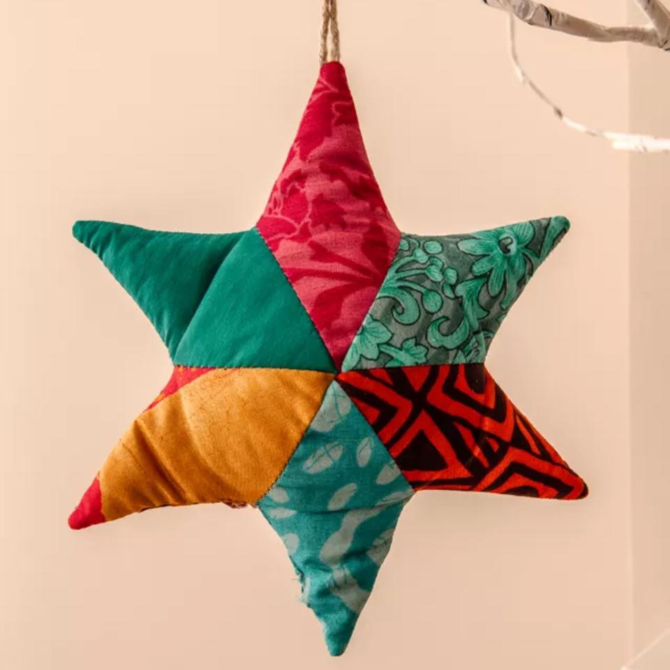 Pri Pri Sari Large Star Fabric Tree Decoration, Large, Multi