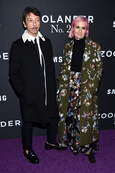 Valentino designers Maria Grazia Chiuri and Pierpaolo Piccioli at the “Zoolander 2″ world premiere at Alice Tully Hall on February 9, 2016 in New York City.