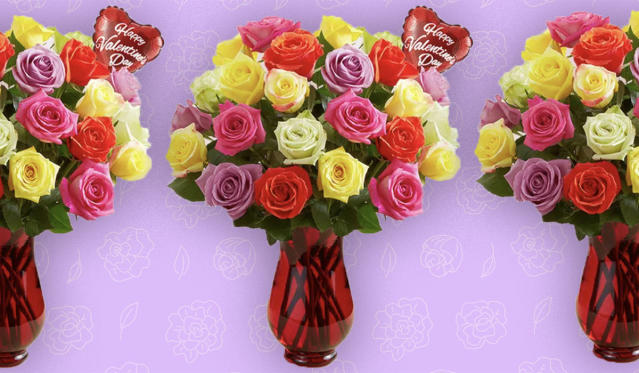 1-Dozen Multicolor Rose Bouquet - Flower Delivery NYC 