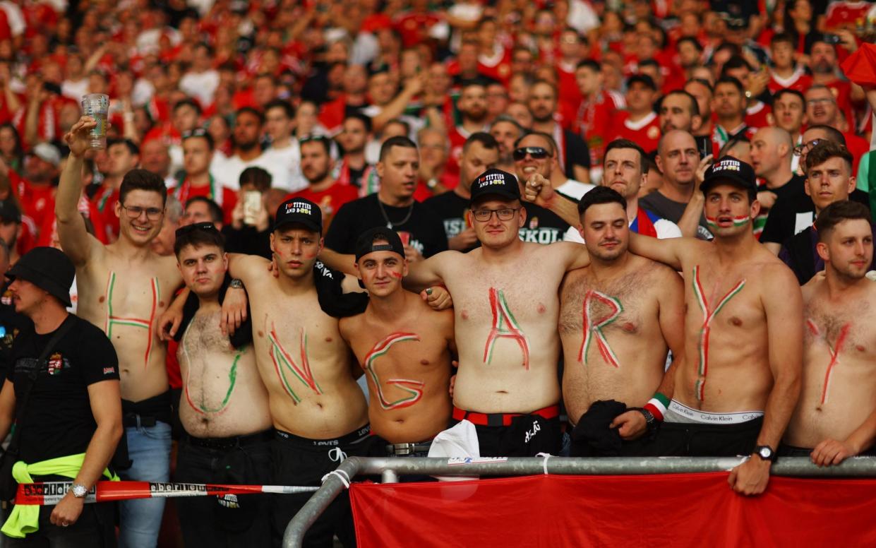 Hungary fans inside the stadium before the match