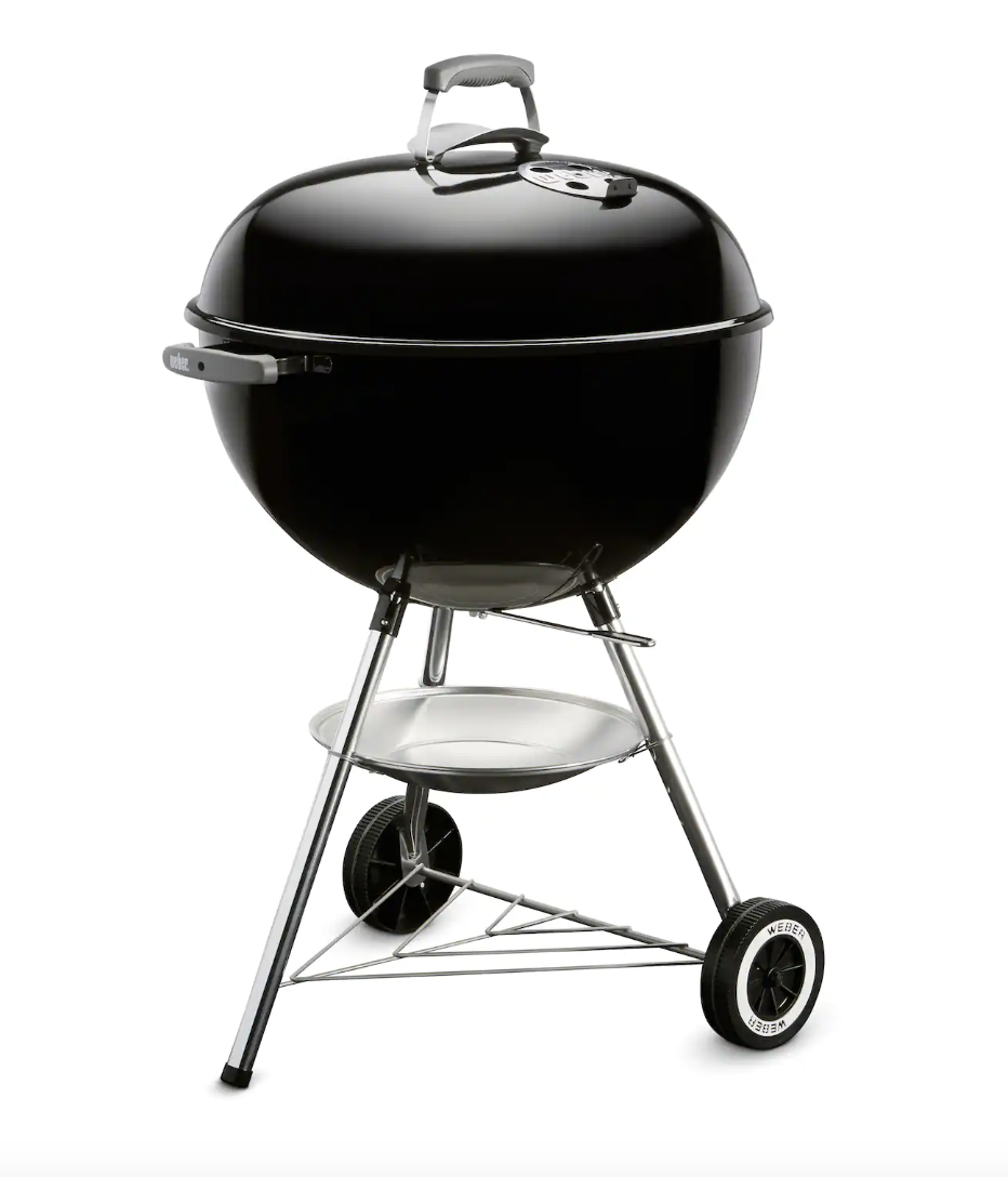 Weber Original 22-In Charcoal Kettle BBQ Grill with a One-Touch Cleaning System in black and silver (Photo via Canadian Tire)