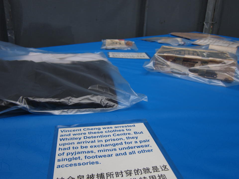 Some of the ex-detainees' personal items on display.