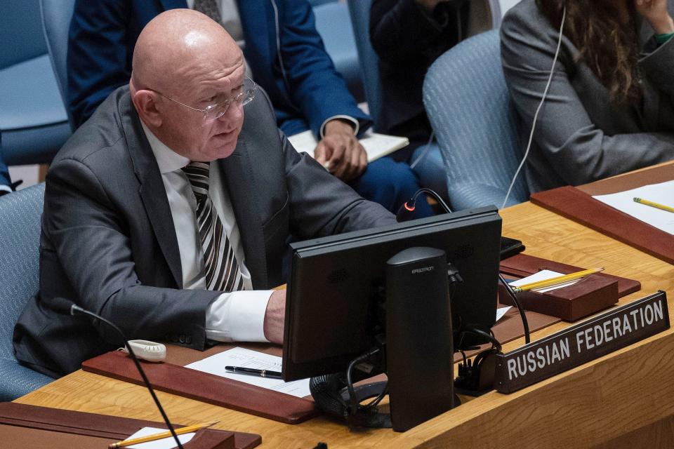 Russia’s UN ambassador Vassily Nebenzia (AP)