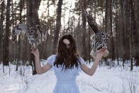 <p>In true storybook style, the images were taken deep in a snow-covered forest. (Photo: Olga Barantseva/Caters News) </p>