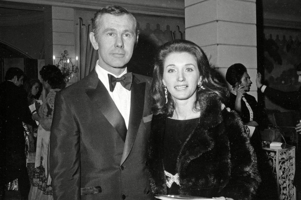 Johnny Carson, Joanne Carson, Joanne Copeland Comedian Johnny Carson and his wife Joanne Carson attend a party in the Grand Ballroom of New York's Hotel Pierre following the opening of "Hello Dolly." Their marriage from 1963 to 1972 ended in divorce. Joanne Carson, who later in life became a close confidant of Truman Capote, died at home in Los Angeles, according to the executor of her estate. Johnny Carson, who hosted "The Tonight Show" from 1962 to 1992, died in 2005 Obit Joanne Carson, New York, USA