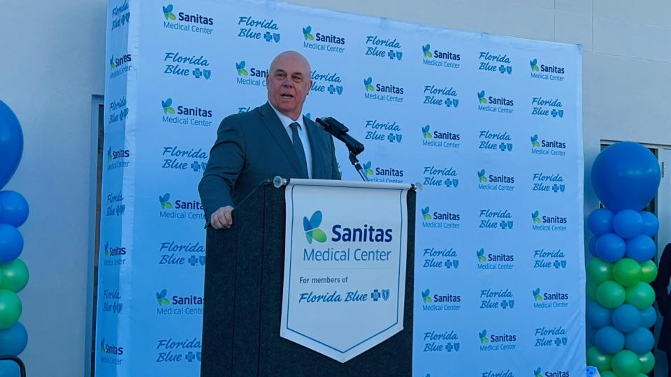 Pat Geraghty, President and CEO of GuideWell/Florida Blue, speaking at the grand opening for Sanitas in Tallahassee.
