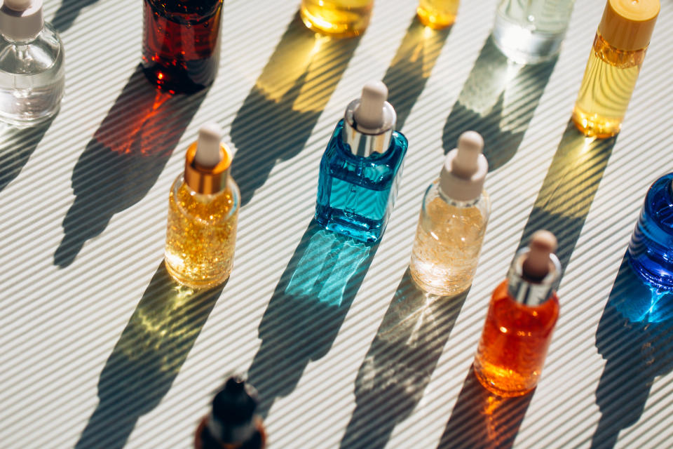A row of perfume bottles